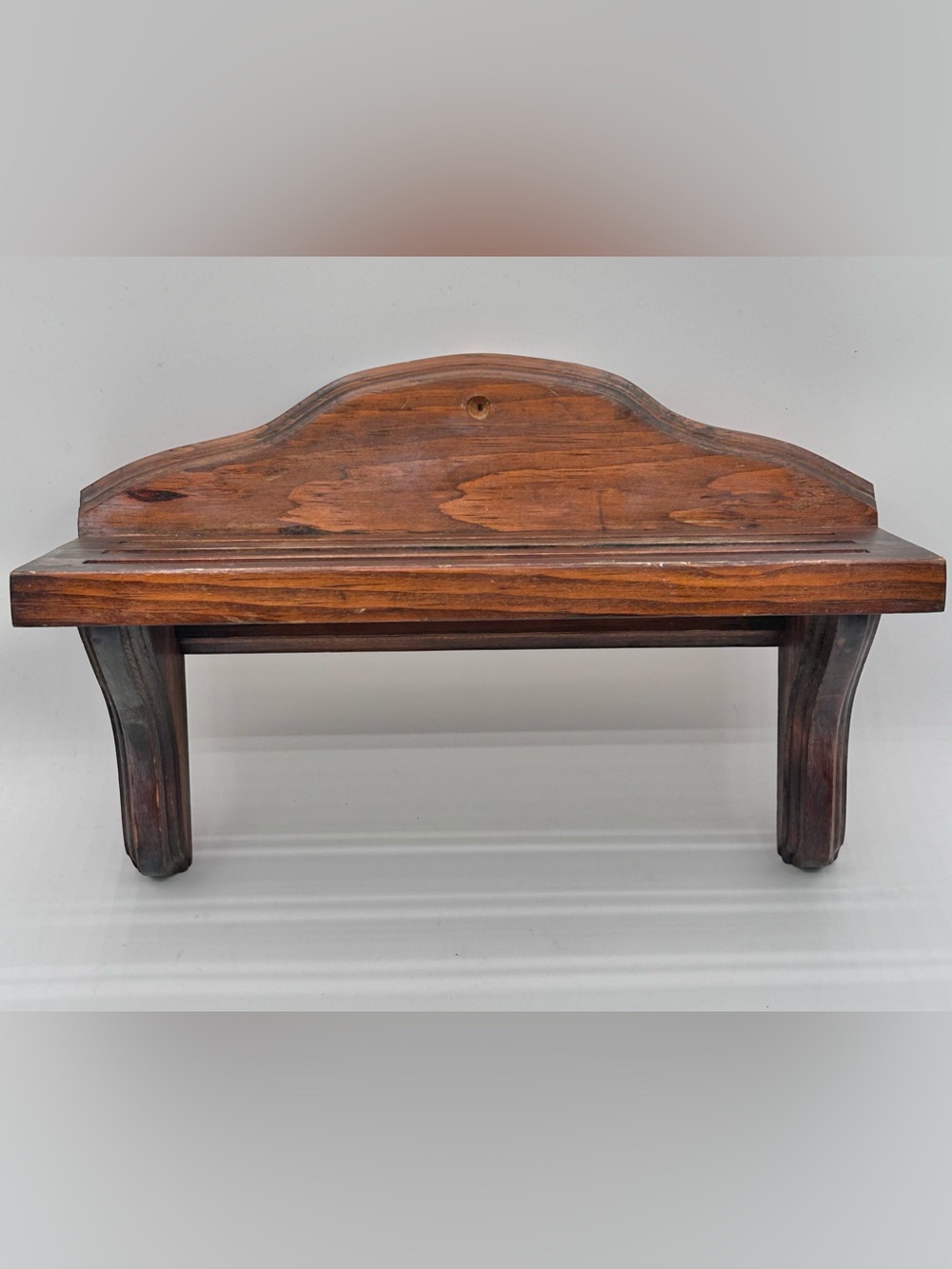 Vintage Handmade Farmhouse Slat Shelf Rough Dark Walnut Stain 13.5" x 9.5"